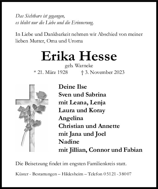 Erinnerungsbild für Erika Hesse